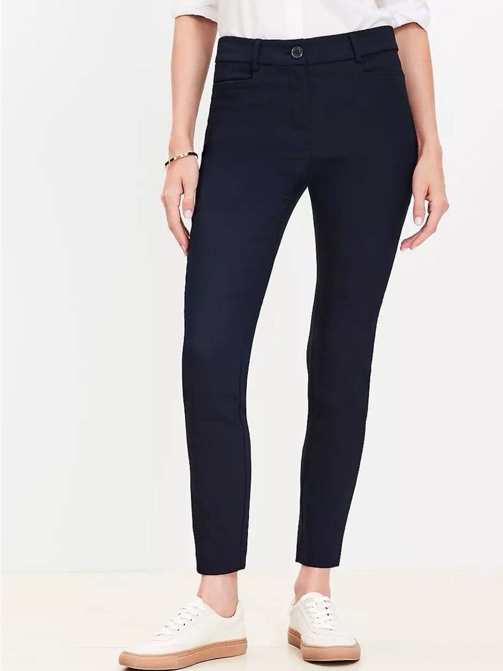 LOFT Sutton Skinny Pants 6 Curvy Navy Ankle Career Stretch Women